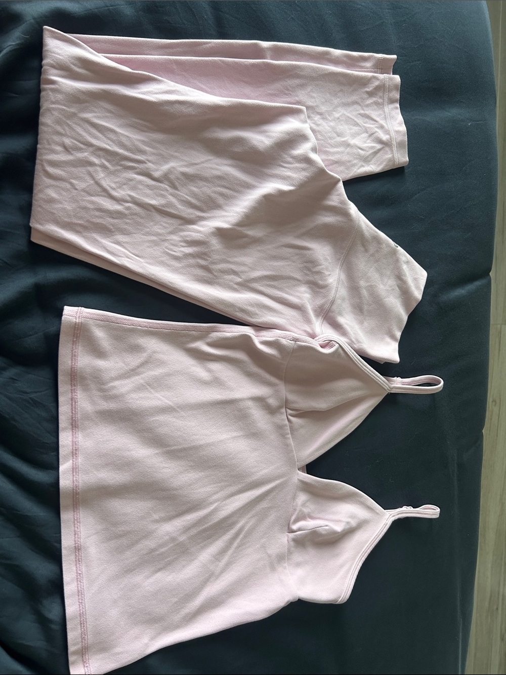 Aritzia Light Pink Ribbed Camisole & Leggings Loungewear Set